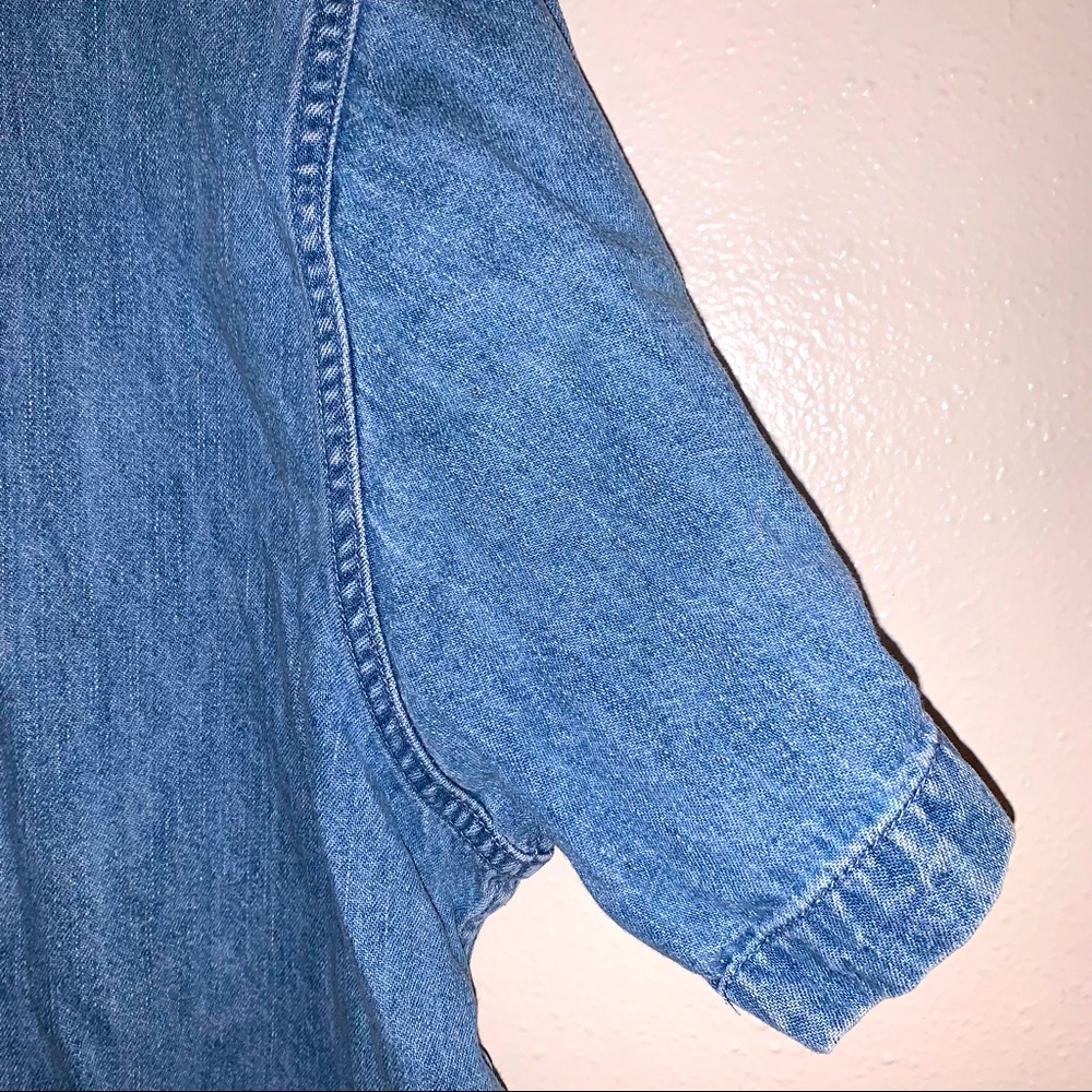 Christopher & Banks Large Cotton Denim Look Embroidered Nautical Theme Shirt - Picture 10 of 11